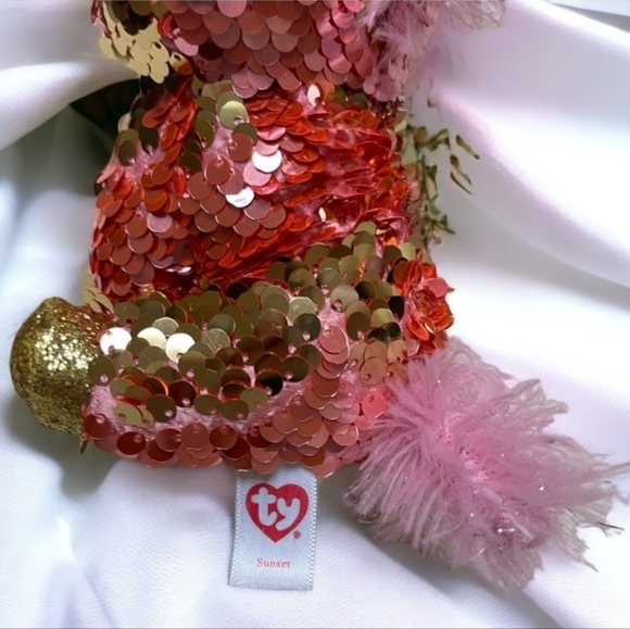 NEW TY Flippables Sequin Plush  SUNSET Unicorn 6" Beanie Baby - Picture 3 of 6